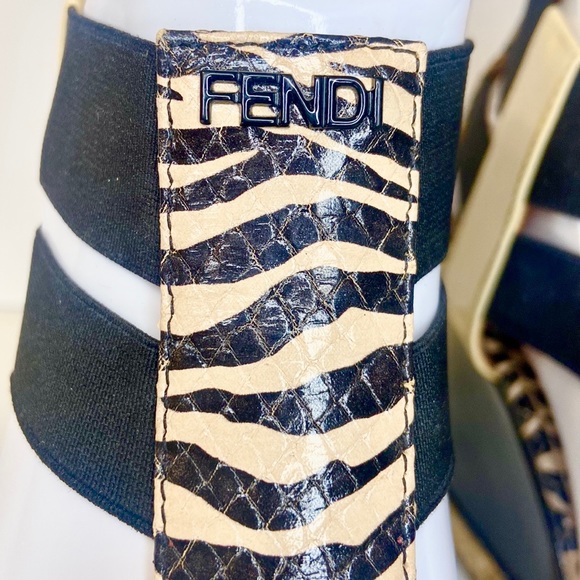 Fendi Carioca Zebra Wedge Sandals Size 38 - Picture 8 of 14